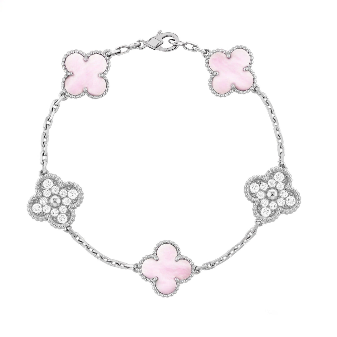 Silberrosa | Kleeblatt-Diamant-Armband