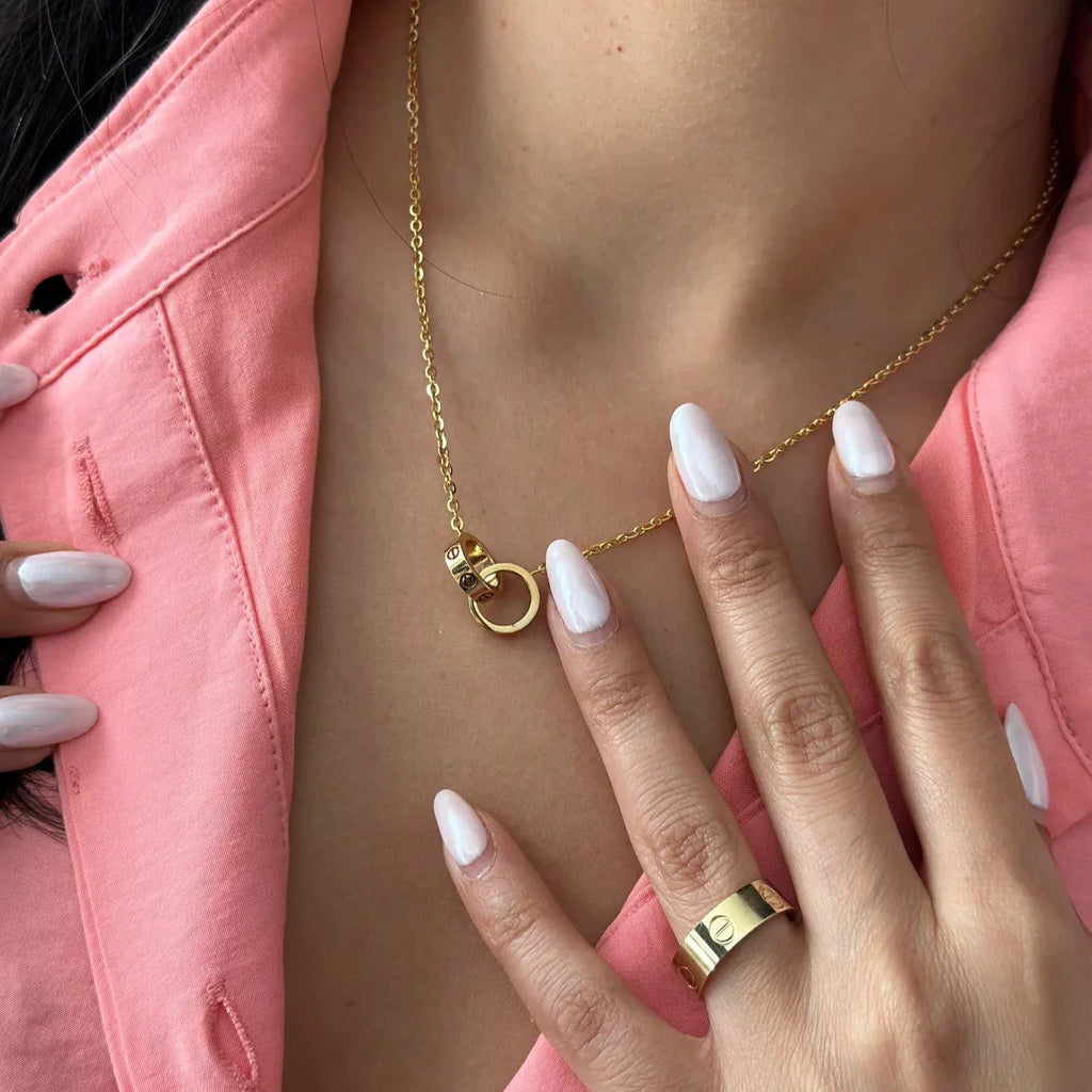 LOVE HALSKETTE DOPPELRING | ROSA GOLD