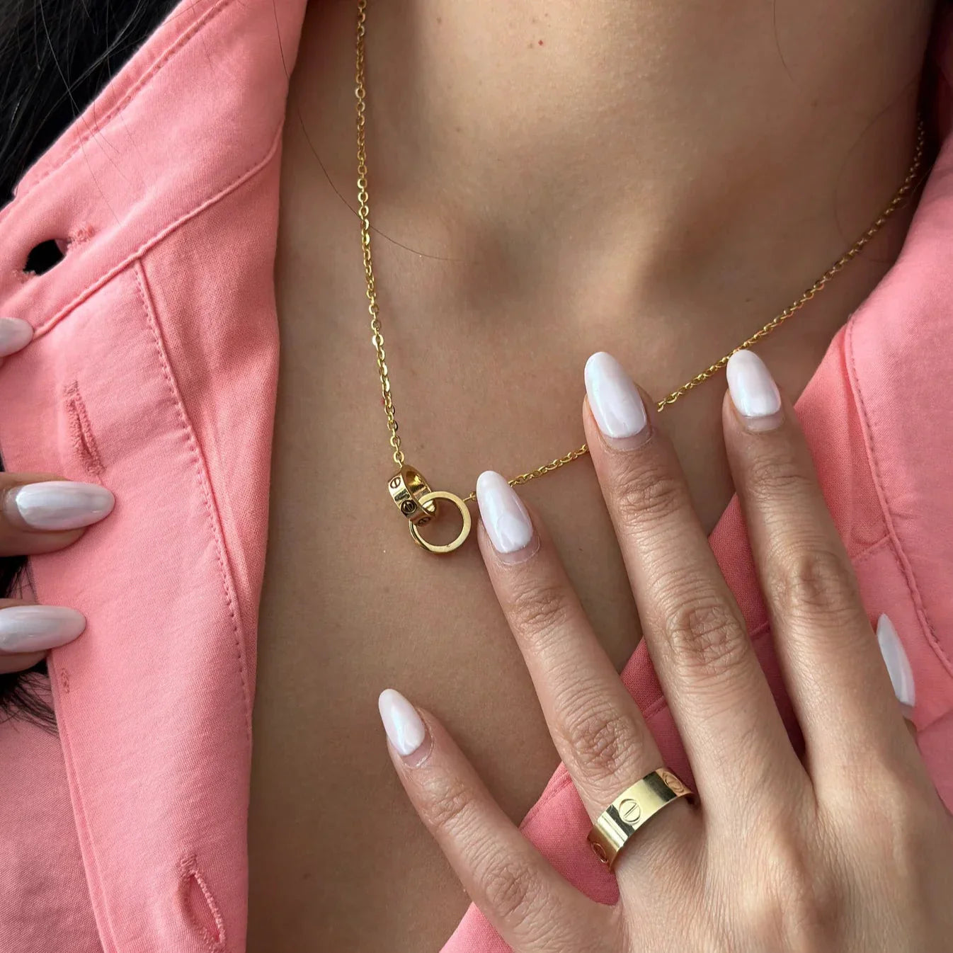 LOVE HALSKETTE DOPPELRING | ROSA GOLD